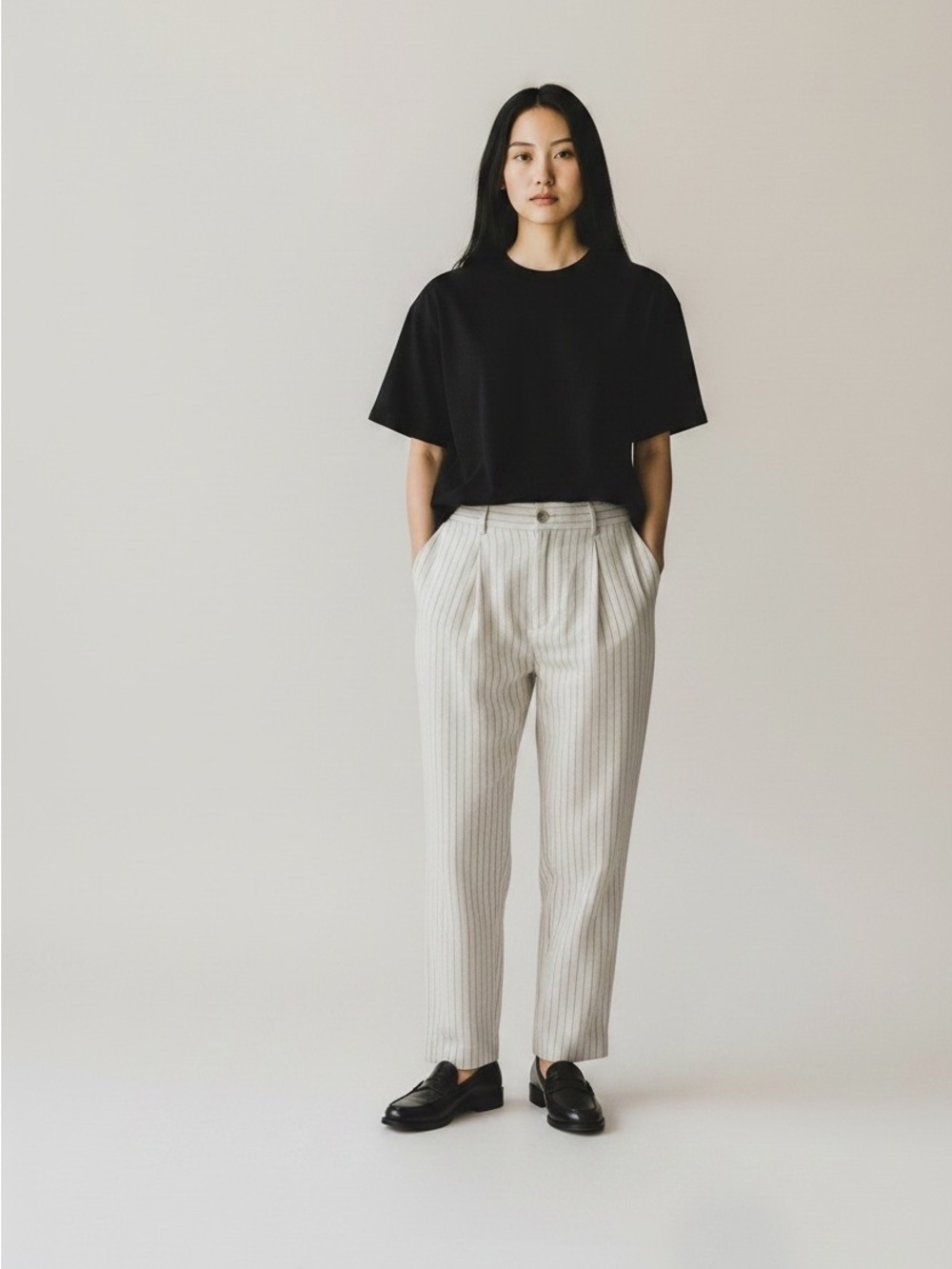 Banana Republic Off White Pinstripe Linen Blend Straight-Leg Trousers. NWT